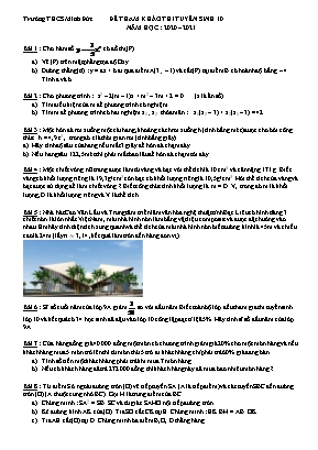 Đề tham khảo thi tuyển sinh Lớp 10 THPT môn Toán - Năm học 2020-2021 - Trường THCS Minh Đức (Có đáp án)